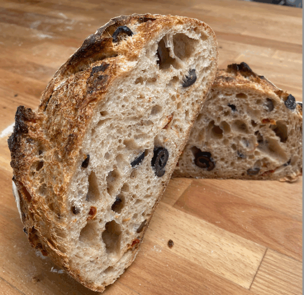 Olive and Sun-dried Tomato Levain (&pound6.99/650gms)